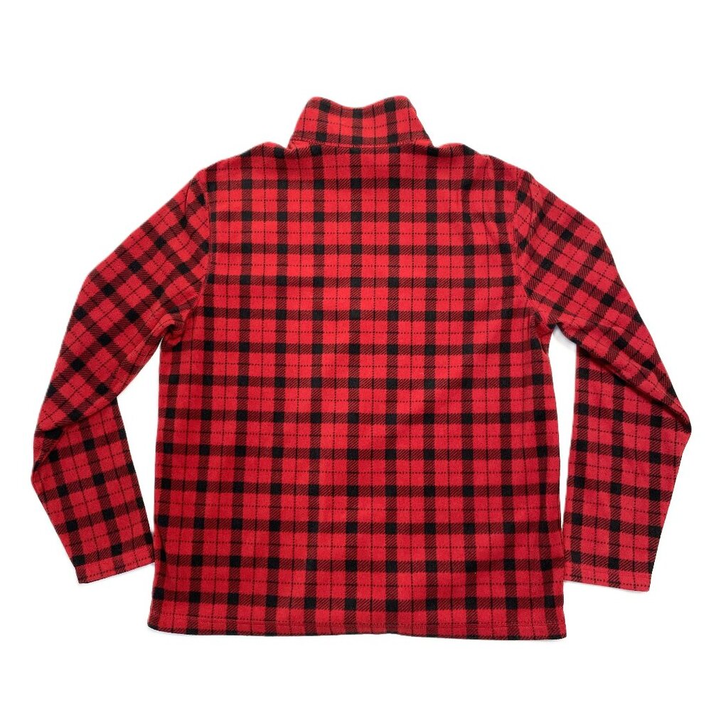 Eddie Bauer Fleece 1/4 Zip Pullover Sweater Mens Large Red Black Buffalo Plaid - Picture 11 of 13